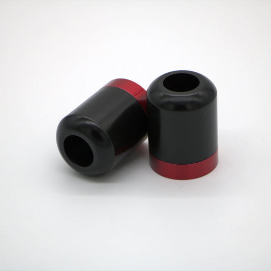 Black and silver Harley-Davidson handlebar end caps, custom motorcycle parts Quebec Canada