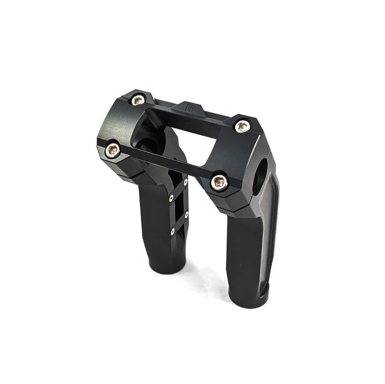 Black CNC Harley-Davidson handlebar riser, custom motorcycle part, Lawless Garage Quebec performance upgrade