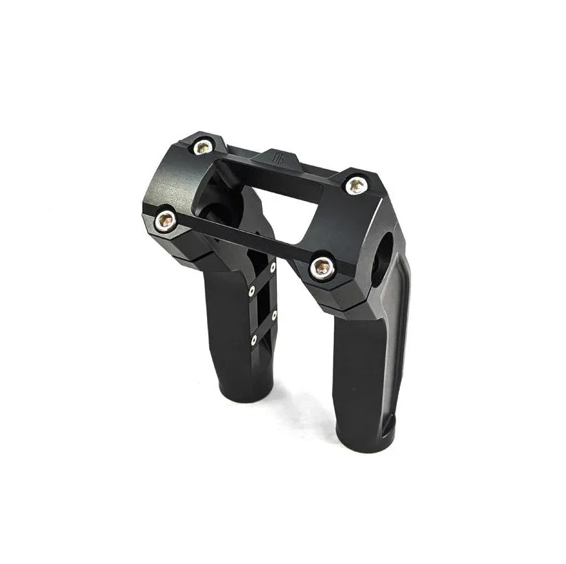 Black CNC Harley-Davidson handlebar riser, custom motorcycle part, Lawless Garage Quebec performance upgrade