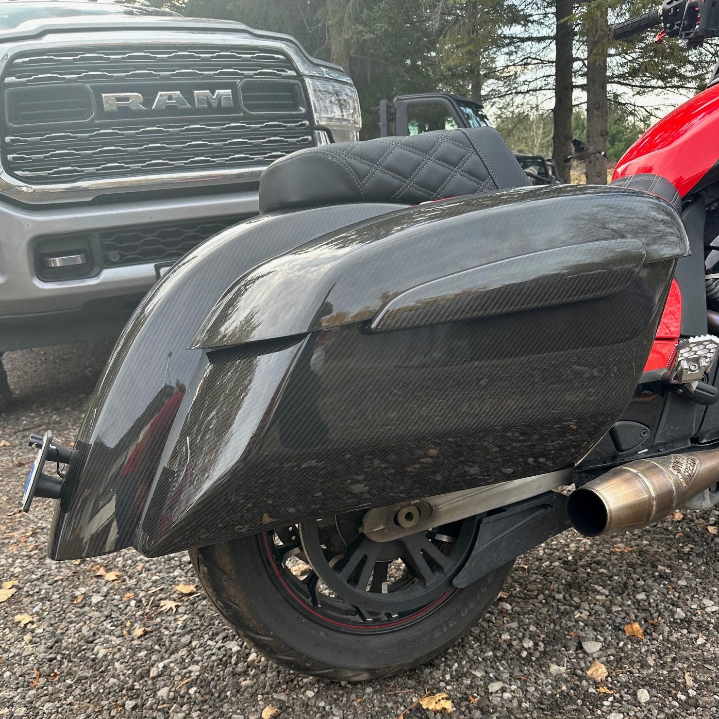 Carbon fiber Saddlebags for Indian Baggers Lawless Garage