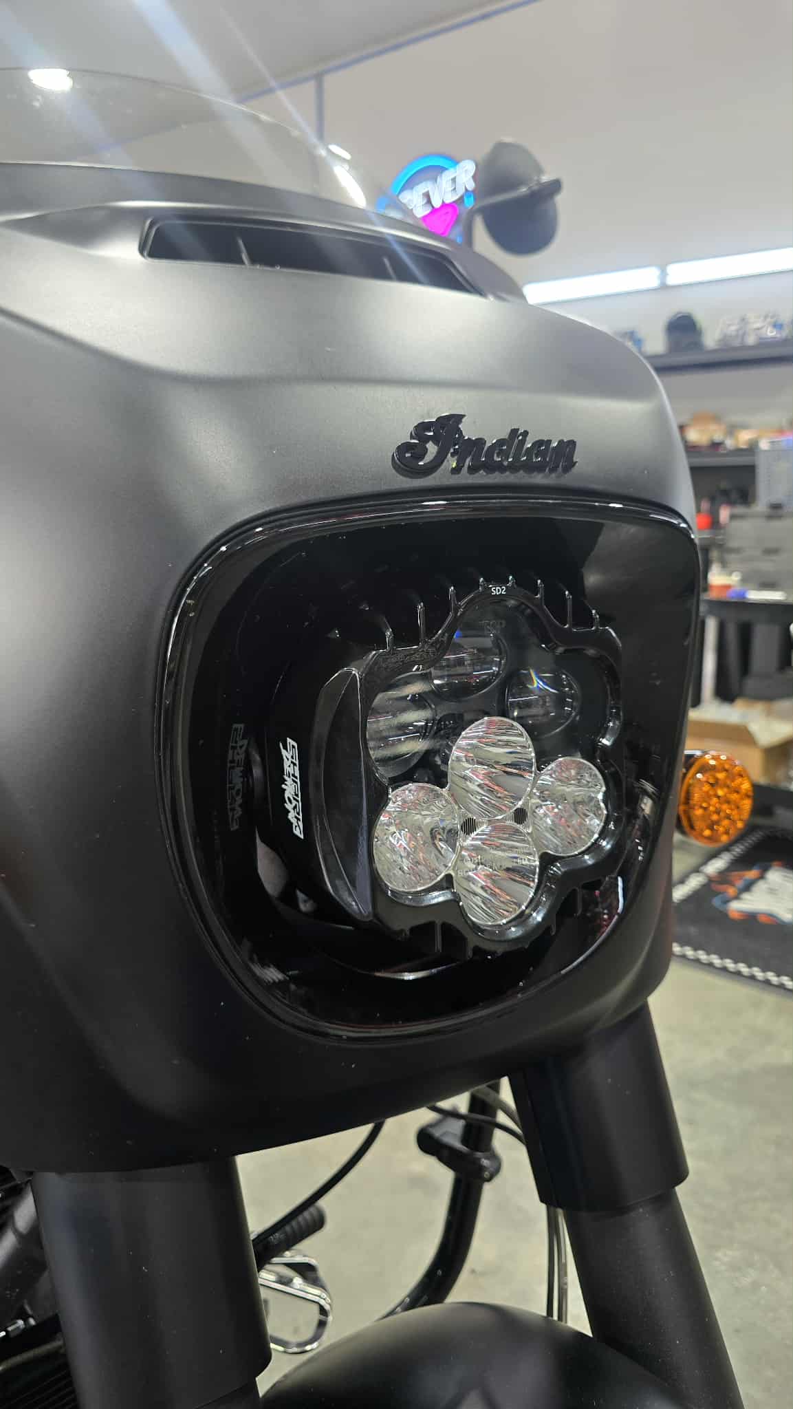 Forever Rad Custom Dynamics Shark Demon Headlight for 19-25 Indian Thunderstroke Chieftain & Darkhorse Roadmaster