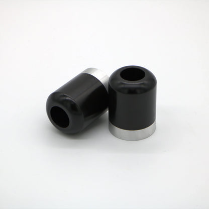 Black and silver Harley-Davidson handlebar end caps, custom motorcycle parts Quebec Canada