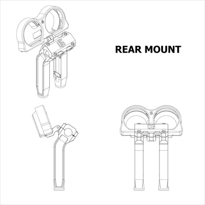 Harley-Davidson Road Glide billet gauges bezel rear mount diagram, custom motorcycle part, Lawless Garage Quebec Canada.
