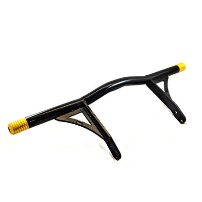 Custom black motorcycle handlebar with gold ends, Harley-Davidson part, Lawless Garage Quebec