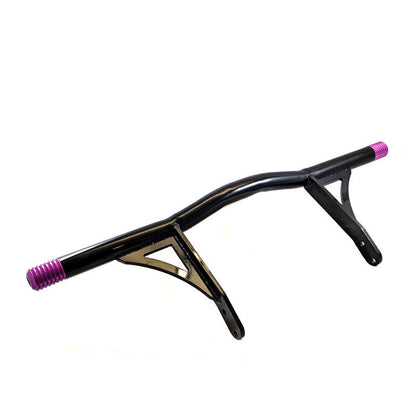 Custom black motorcycle handlebar with purple ends, Harley-Davidson part, Lawless Garage Quebec