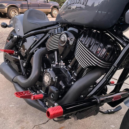 Indian Chief motorcycle with custom performance upgrades and handcrafted parts at Lawless Garage, Quebec
