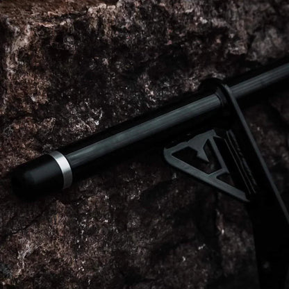 Close-up of a black Harley-Davidson motorcycle handlebar with custom mount, Lawless Garage Quebec custom parts