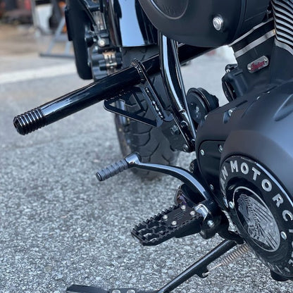 Indian Motorcycle engine with custom black Harley-Davidson parts, performance upgrades, Quebec